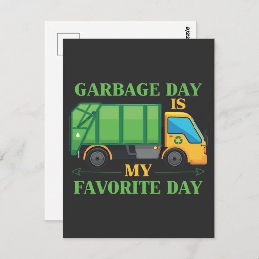 Mülltag Kinder Müllwagen Recycelnd Müll Postkarte (Vorne/Hinten)