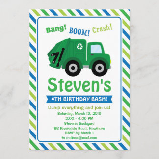 Mülltransporter Einladung / Müllwagen Einladung