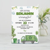 Mülltransporter Geburtstagseinladung Einladung (Stehend Vorderseite)