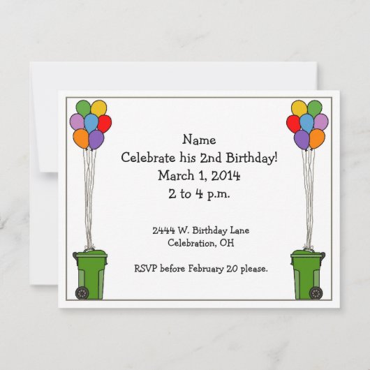 Mülltransporter Grünkinder Party Einladung (Rückseite)