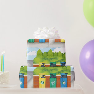 Mülltrennungsbehälter Farbcodiert Geschenkpapier