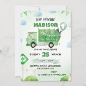 Müllwagen 1. Geburtstag Party Einladung (Vorderseite)