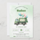 Müllwagen 1. Geburtstag Party Einladung (Vorderseite)