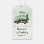 Müllwagen 1. Geburtstag Party Geschenkanhänger (Vorderseite)