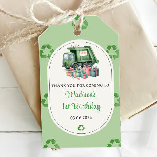 Müllwagen 1. Geburtstag Party Geschenkanhänger
