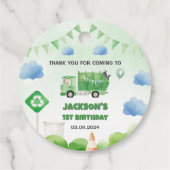 Müllwagen 1. Geburtstag Party Geschenkanhänger (Rückseite)