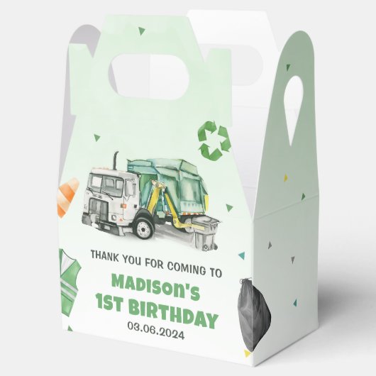 Müllwagen 1. Geburtstag Party Geschenkschachtel (Geöffnet)