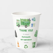 Müllwagen 1. Geburtstag Party Papierabfälle Pappbecher (Vorderseite)