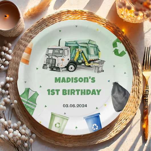 Müllwagen 1. Geburtstag Party Pappteller