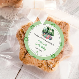 Müllwagen 1. Geburtstag Party Runder Aufkleber