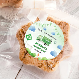 Müllwagen 1. Geburtstag Party Runder Aufkleber