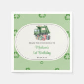 Müllwagen 1. Geburtstag Party Serviette (Vorderseite)