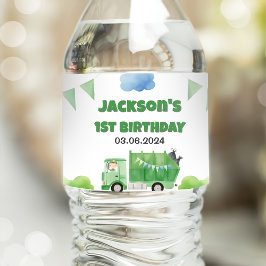 Müllwagen 1. Geburtstag Party Wasserflaschenetikett