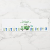 Müllwagen 1. Geburtstag Party Wasserflaschenetikett (Einzelnes Label)