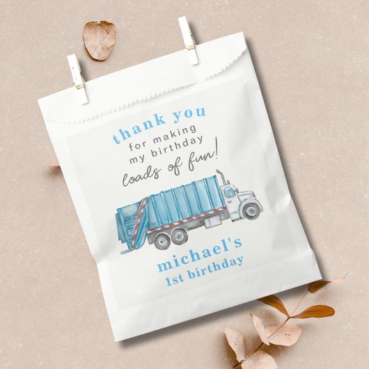 Müllwagen Blau 1. Geburtstag Danke Geschenktütchen
