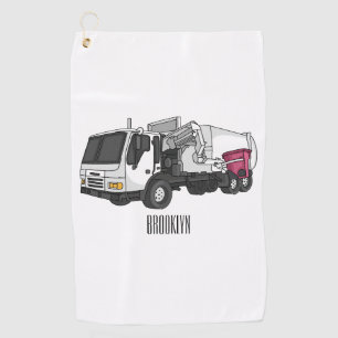 Müllwagen Cartoon-Illustration Golfhandtuch