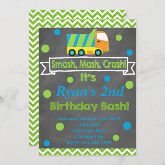 Müllwagen Einladung (Vorne/Hinten)