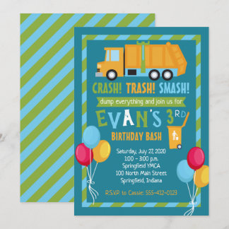 Müllwagen - Einladung zum Geburtstag