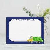 Müllwagen Flachpanel Dankeskarten Einladung (Stehend Vorderseite)