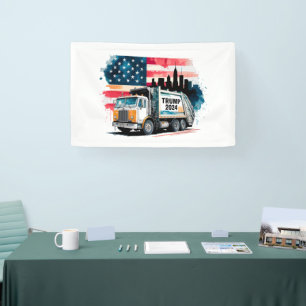 Müllwagen für Trump Banner