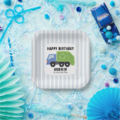 Müllwagen Geburtstag Papier Teller blau grün (Party)