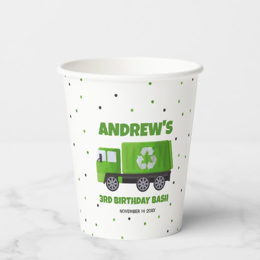 Müllwagen - Geburtstag Pappbecher (Rückseite)