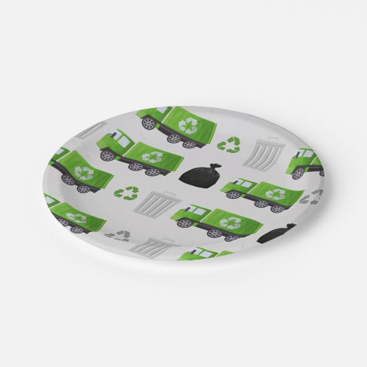 Müllwagen - Geburtstag Pappteller (Schrägansicht)