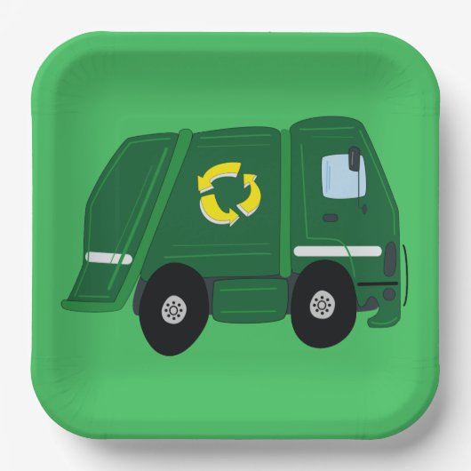 Müllwagen Geburtstagspartikelplatte Pappteller (Vorderseite)