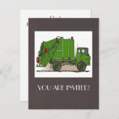 Müllwagen Grün Einladung (Vorne/Hinten)