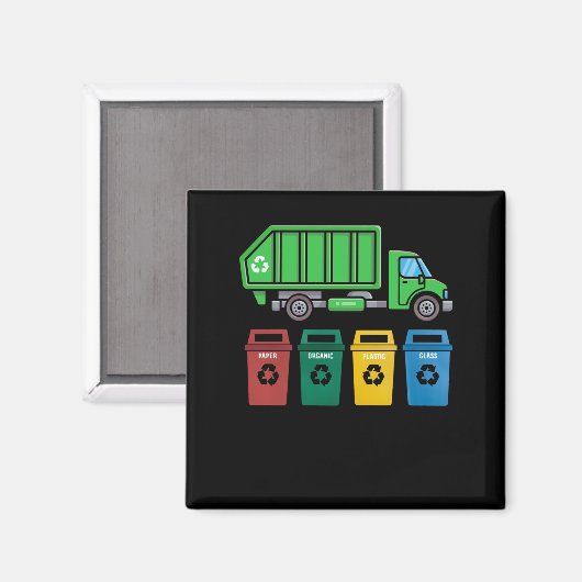 Müllwagen Kids Boys Recycelnd LKW Magnet (Vorderseite/Rückseite)