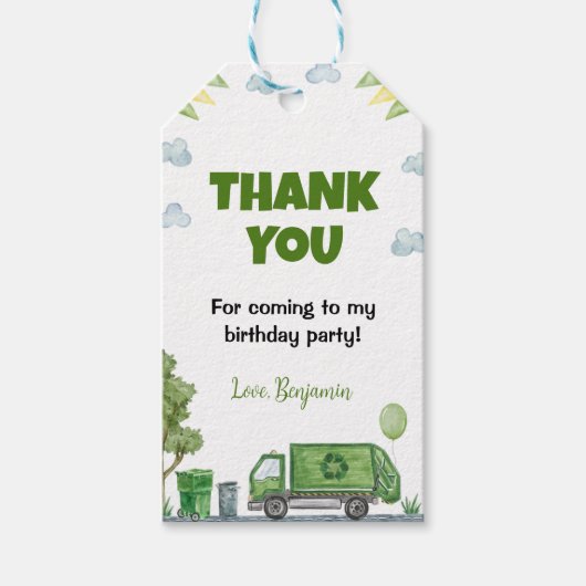 Müllwagen Müllwagen Geburtstag Danke Tag Geschenkanhänger (Vorderseite)