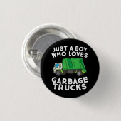 Müllwagen nur ein Junge, der Mülltransporter Liebe Button (Vorne & Hinten)