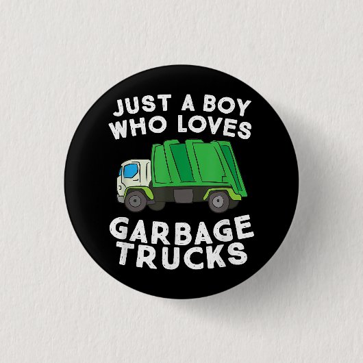 Müllwagen nur ein Junge, der Mülltransporter Liebe Button (Vorderseite)