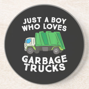 Müllwagen nur ein Junge, der Mülltransporter Liebe Getränkeuntersetzer