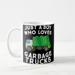 Müllwagen nur ein Junge, der Mülltransporter Liebe Kaffeetasse