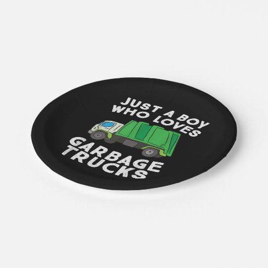 Müllwagen nur ein Junge, der Mülltransporter Liebe Pappteller (Schrägansicht)