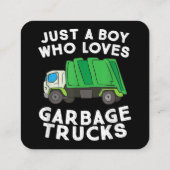 Müllwagen nur ein Junge, der Mülltransporter Liebe Quadratische Visitenkarte (Rückseite)