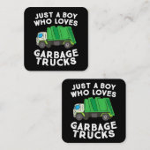 Müllwagen nur ein Junge, der Mülltransporter Liebe Quadratische Visitenkarte (Vorne/Hinten)