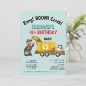 Müllwagen-Themen-Kinder-Müll-Party-Geburtstag Einladung (Stehend Vorderseite)