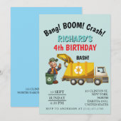 Müllwagen-Themen-Kinder-Müll-Party-Geburtstag Einladung (Vorne/Hinten)