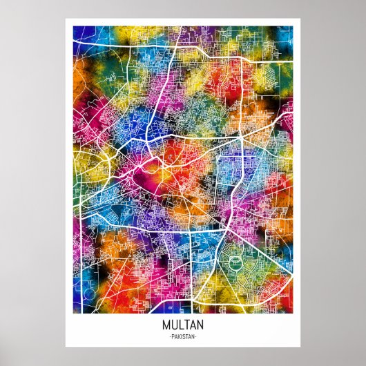 Multan Pakistan City Map Poster (Vorne)