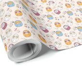Multcolor Sleepy Sloth Cartoon Geschenkpapier (Rolleneckpunkt)