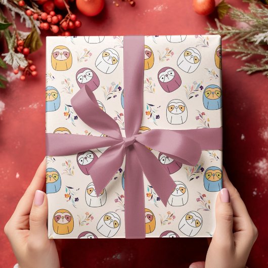 Multcolor Sleepy Sloth Cartoon Geschenkpapier