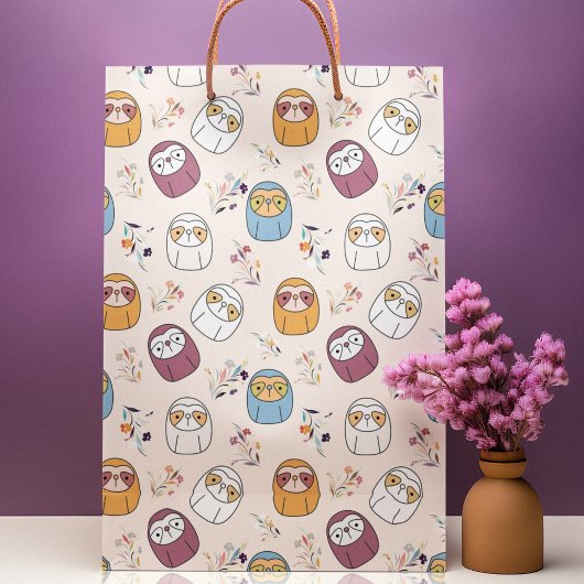 Multcolor Sleepy Sloth Cartoon Große Geschenktüte