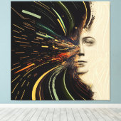 Multi/ 3-Panel Abstrakt | Flugrouten und Dame Leinwanddruck (Insitu (Holzboden))