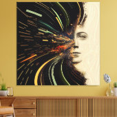 Multi/ 3-Panel Abstrakt | Flugrouten und Dame Leinwanddruck (Insitu (Wohnzimmer))