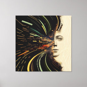Multi/ 3-Panel Abstrakt Flugrouten und Dame Leinwanddruck