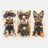 Multi 9 Niedliche Steampunk-Hunde und Jungtiere WP Geschenkpapier Set (Vorderseite 2)