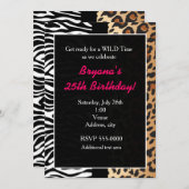Multi Animal Print Cheetah Leopard Zebra Einladung (Vorne/Hinten)