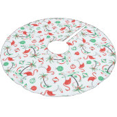 Multi Baumrock des roten Weihnachtsflamingos Polyester Weihnachtsbaumdecke (Schrägansicht)
